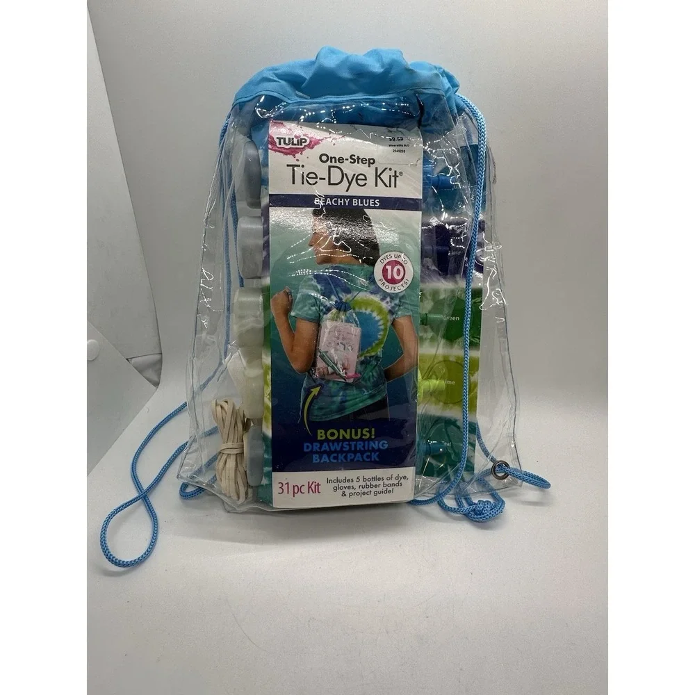 Tulip One-Step Tie-Dye Kit Beachy Blues 31pc‎ Bonus Drawstring Backpack